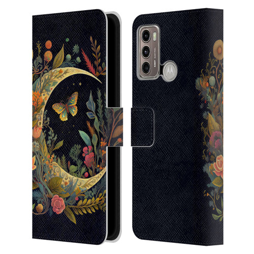 JK Stewart Art Crescent Moon Leather Book Wallet Case Cover For Motorola Moto G60 / Moto G40 Fusion