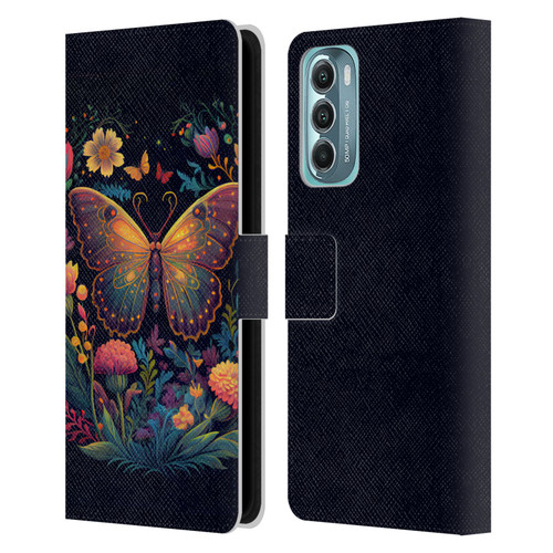 JK Stewart Art Butterfly In Night Garden Leather Book Wallet Case Cover For Motorola Moto G Stylus 5G (2022)