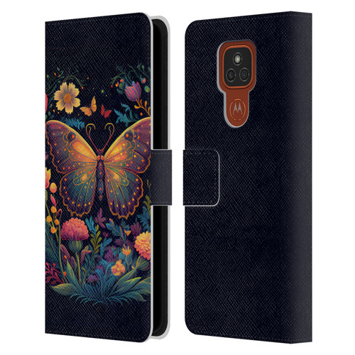 JK Stewart Art Butterfly In Night Garden Leather Book Wallet Case Cover For Motorola Moto E7 Plus