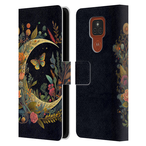 JK Stewart Art Crescent Moon Leather Book Wallet Case Cover For Motorola Moto E7 Plus