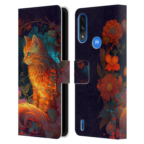 JK Stewart Art Cat Leather Book Wallet Case Cover For Motorola Moto E7 Power / Moto E7i Power