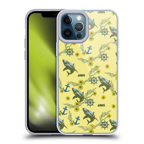 Jaws Graphics Pattern Yellow Soft Gel Case for Apple iPhone 12 Pro Max