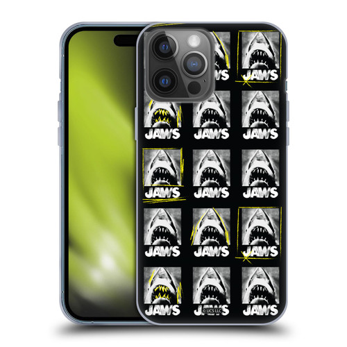 Jaws Graphics Pattern Black Soft Gel Case for Apple iPhone 14 Pro Max