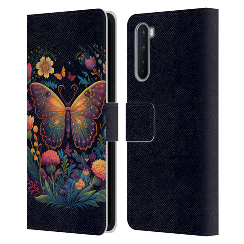 JK Stewart Art Butterfly In Night Garden Leather Book Wallet Case Cover For OnePlus Nord 5G