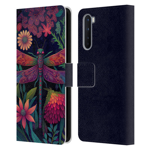 JK Stewart Art Dragonfly Purple Leather Book Wallet Case Cover For OnePlus Nord 5G