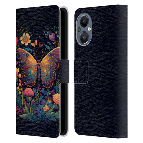 JK Stewart Art Butterfly In Night Garden Leather Book Wallet Case Cover For OnePlus Nord N20 5G