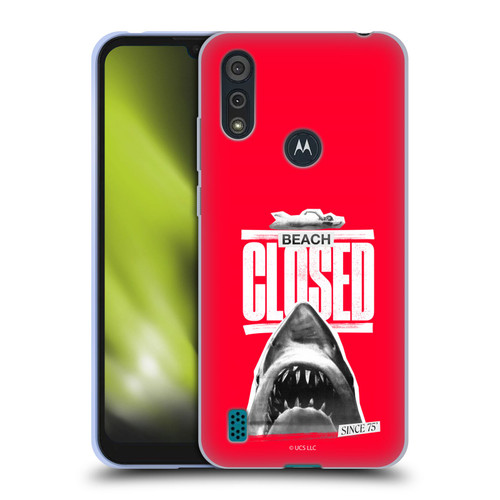 Jaws Graphics Beach Closed Soft Gel Case for Motorola Moto E6s (2020)