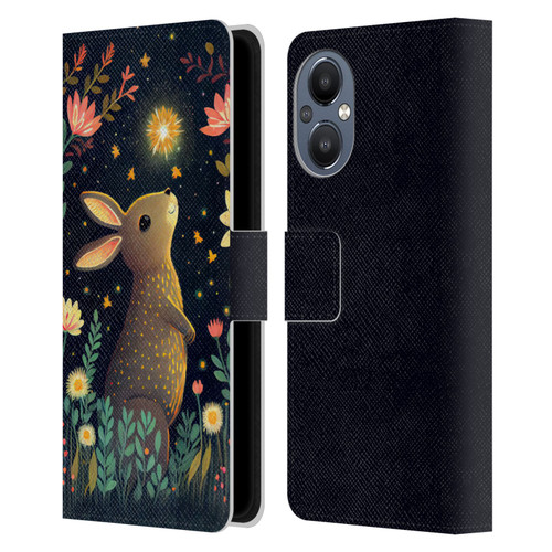 JK Stewart Art Rabbit Catching Falling Star Leather Book Wallet Case Cover For OnePlus Nord N20 5G