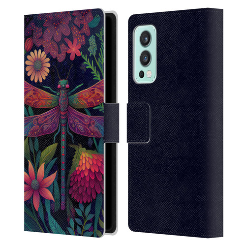 JK Stewart Art Dragonfly Purple Leather Book Wallet Case Cover For OnePlus Nord 2 5G