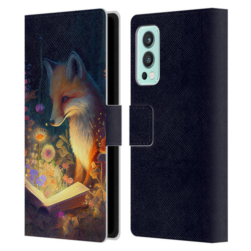 JK Stewart Art Fox Reading Leather Book Wallet Case Cover For OnePlus Nord 2 5G