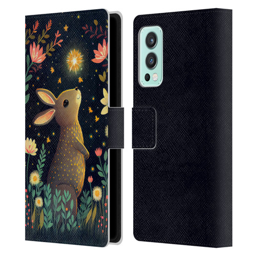 JK Stewart Art Rabbit Catching Falling Star Leather Book Wallet Case Cover For OnePlus Nord 2 5G