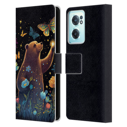 JK Stewart Art Bear Reaching Up Leather Book Wallet Case Cover For OnePlus Nord CE 2 5G