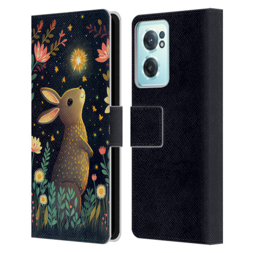 JK Stewart Art Rabbit Catching Falling Star Leather Book Wallet Case Cover For OnePlus Nord CE 2 5G