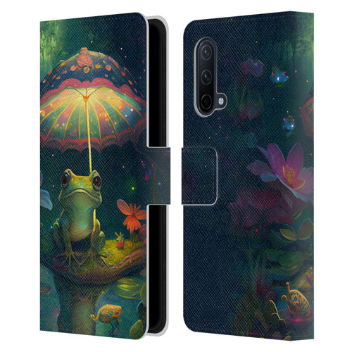 JK Stewart Art Frog With Umbrella Leather Book Wallet Case Cover For OnePlus Nord CE 5G