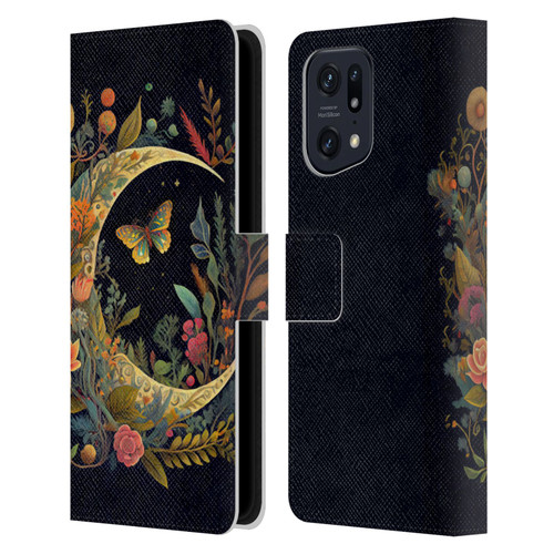 JK Stewart Art Crescent Moon Leather Book Wallet Case Cover For OPPO Find X5