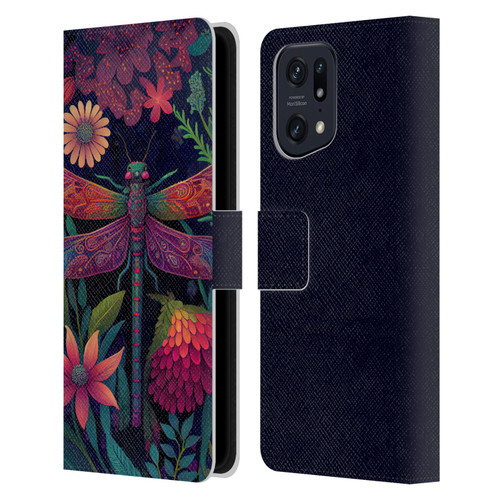 JK Stewart Art Dragonfly Purple Leather Book Wallet Case Cover For OPPO Find X5