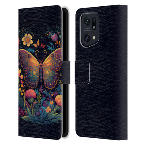 JK Stewart Art Butterfly In Night Garden Leather Book Wallet Case Cover For OPPO Find X5 Pro