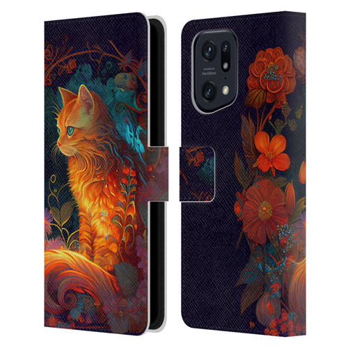 JK Stewart Art Cat Leather Book Wallet Case Cover For OPPO Find X5 Pro