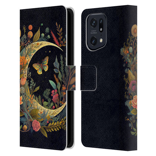 JK Stewart Art Crescent Moon Leather Book Wallet Case Cover For OPPO Find X5 Pro