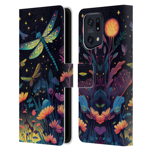 JK Stewart Art Dragonflies In Night Garden Leather Book Wallet Case Cover For OPPO Find X5 Pro
