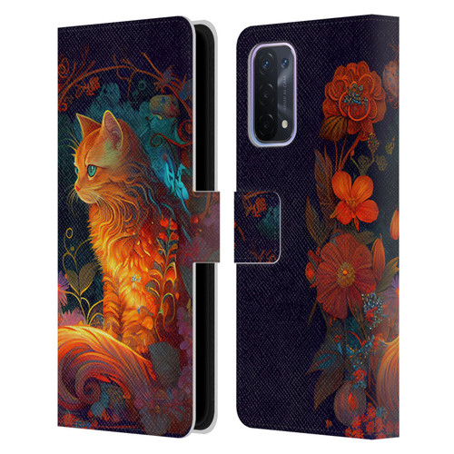 JK Stewart Art Cat Leather Book Wallet Case Cover For OPPO A54 5G