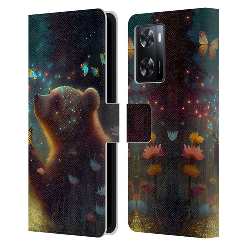 JK Stewart Art Bear Leather Book Wallet Case Cover For OPPO A57s