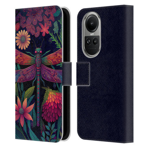 JK Stewart Art Dragonfly Purple Leather Book Wallet Case Cover For OPPO Reno10 5G / Reno10 Pro 5G