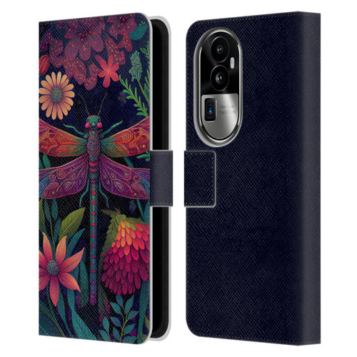 JK Stewart Art Dragonfly Purple Leather Book Wallet Case Cover For OPPO Reno10 Pro+