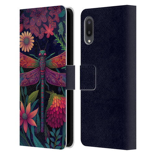 JK Stewart Art Dragonfly Purple Leather Book Wallet Case Cover For Samsung Galaxy A02/M02 (2021)