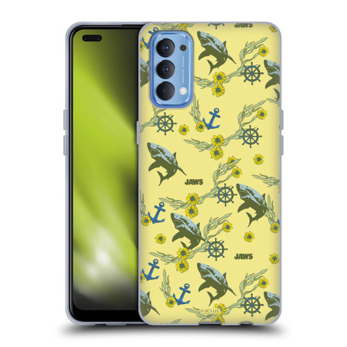 Jaws Graphics Pattern Yellow Soft Gel Case for OPPO Reno 4 5G