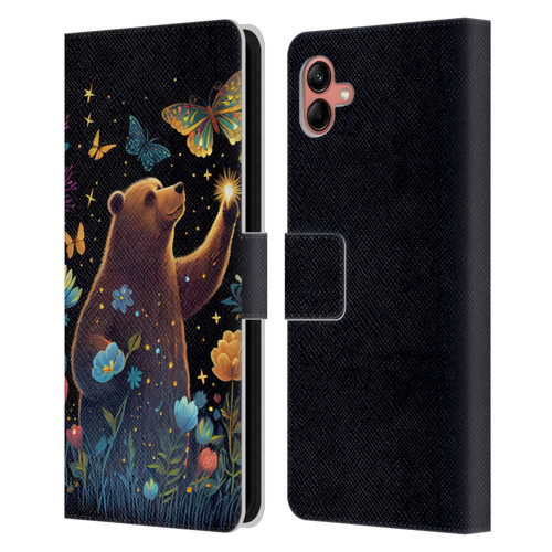 JK Stewart Art Bear Reaching Up Leather Book Wallet Case Cover For Samsung Galaxy A04 (2022)