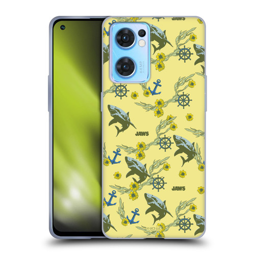 Jaws Graphics Pattern Yellow Soft Gel Case for OPPO Reno7 5G / Find X5 Lite