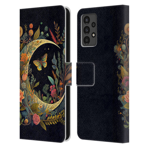 JK Stewart Art Crescent Moon Leather Book Wallet Case Cover For Samsung Galaxy A13 (2022)