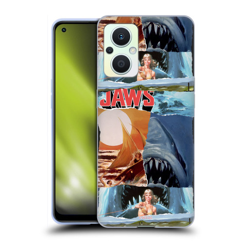 Jaws Graphics Collage Art Soft Gel Case for OPPO Reno8 Lite