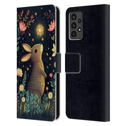 JK Stewart Art Rabbit Catching Falling Star Leather Book Wallet Case Cover For Samsung Galaxy A13 (2022)