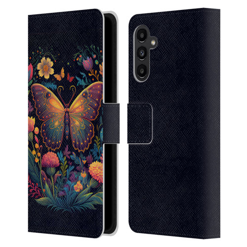 JK Stewart Art Butterfly In Night Garden Leather Book Wallet Case Cover For Samsung Galaxy A13 5G (2021)