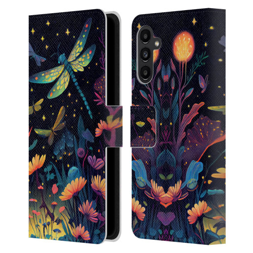 JK Stewart Art Dragonflies In Night Garden Leather Book Wallet Case Cover For Samsung Galaxy A13 5G (2021)