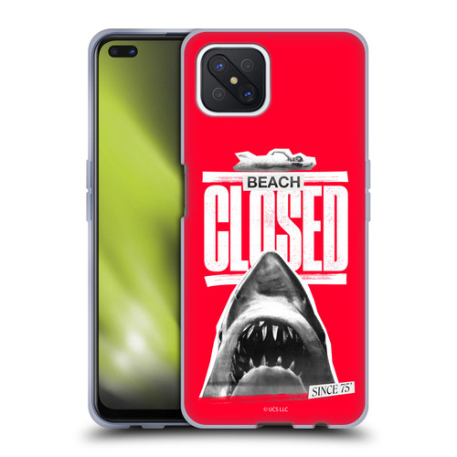 Jaws Graphics Beach Closed Soft Gel Case for OPPO Reno4 Z 5G