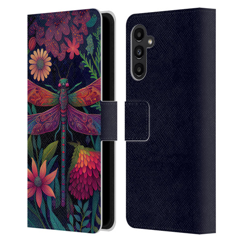 JK Stewart Art Dragonfly Purple Leather Book Wallet Case Cover For Samsung Galaxy A13 5G (2021)