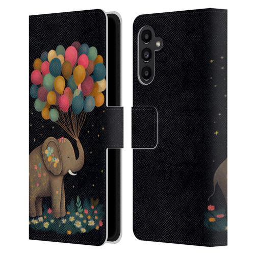 JK Stewart Art Elephant Holding Balloon Leather Book Wallet Case Cover For Samsung Galaxy A13 5G (2021)