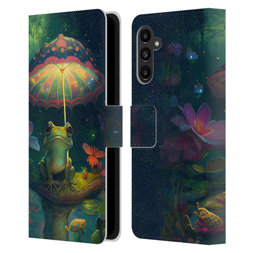 JK Stewart Art Frog With Umbrella Leather Book Wallet Case Cover For Samsung Galaxy A13 5G (2021)