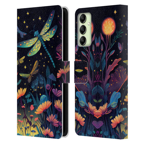 JK Stewart Art Dragonflies In Night Garden Leather Book Wallet Case Cover For Samsung Galaxy A14 5G