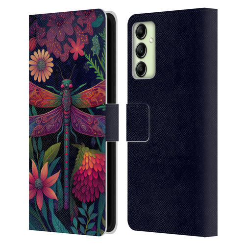 JK Stewart Art Dragonfly Purple Leather Book Wallet Case Cover For Samsung Galaxy A14 5G