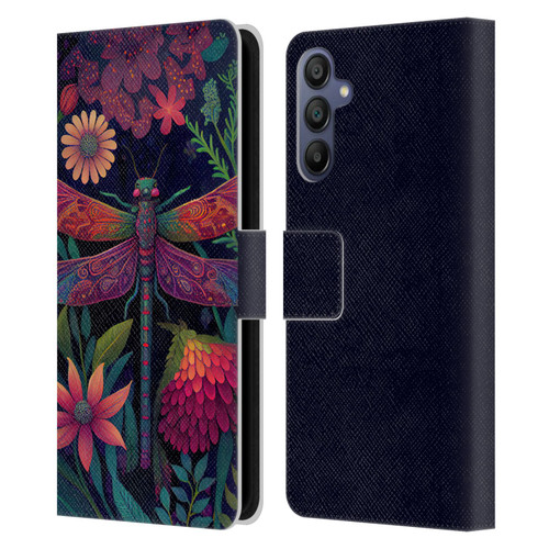JK Stewart Art Dragonfly Purple Leather Book Wallet Case Cover For Samsung Galaxy A15