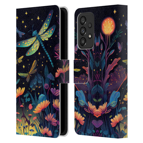 JK Stewart Art Dragonflies In Night Garden Leather Book Wallet Case Cover For Samsung Galaxy A33 5G (2022)