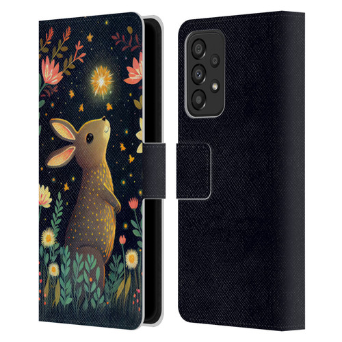 JK Stewart Art Rabbit Catching Falling Star Leather Book Wallet Case Cover For Samsung Galaxy A33 5G (2022)