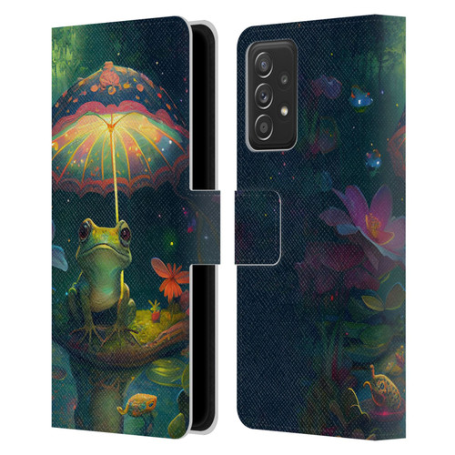 JK Stewart Art Frog With Umbrella Leather Book Wallet Case Cover For Samsung Galaxy A52 / A52s / 5G (2021)