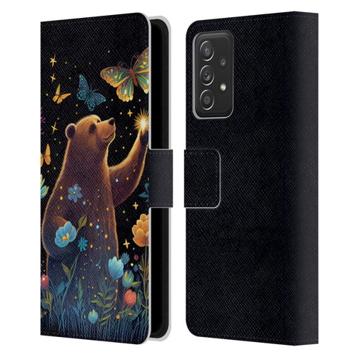 JK Stewart Art Bear Reaching Up Leather Book Wallet Case Cover For Samsung Galaxy A53 5G (2022)