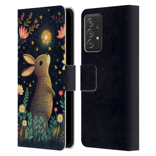 JK Stewart Art Rabbit Catching Falling Star Leather Book Wallet Case Cover For Samsung Galaxy A53 5G (2022)