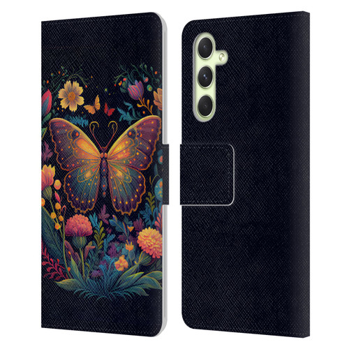 JK Stewart Art Butterfly In Night Garden Leather Book Wallet Case Cover For Samsung Galaxy A54 5G